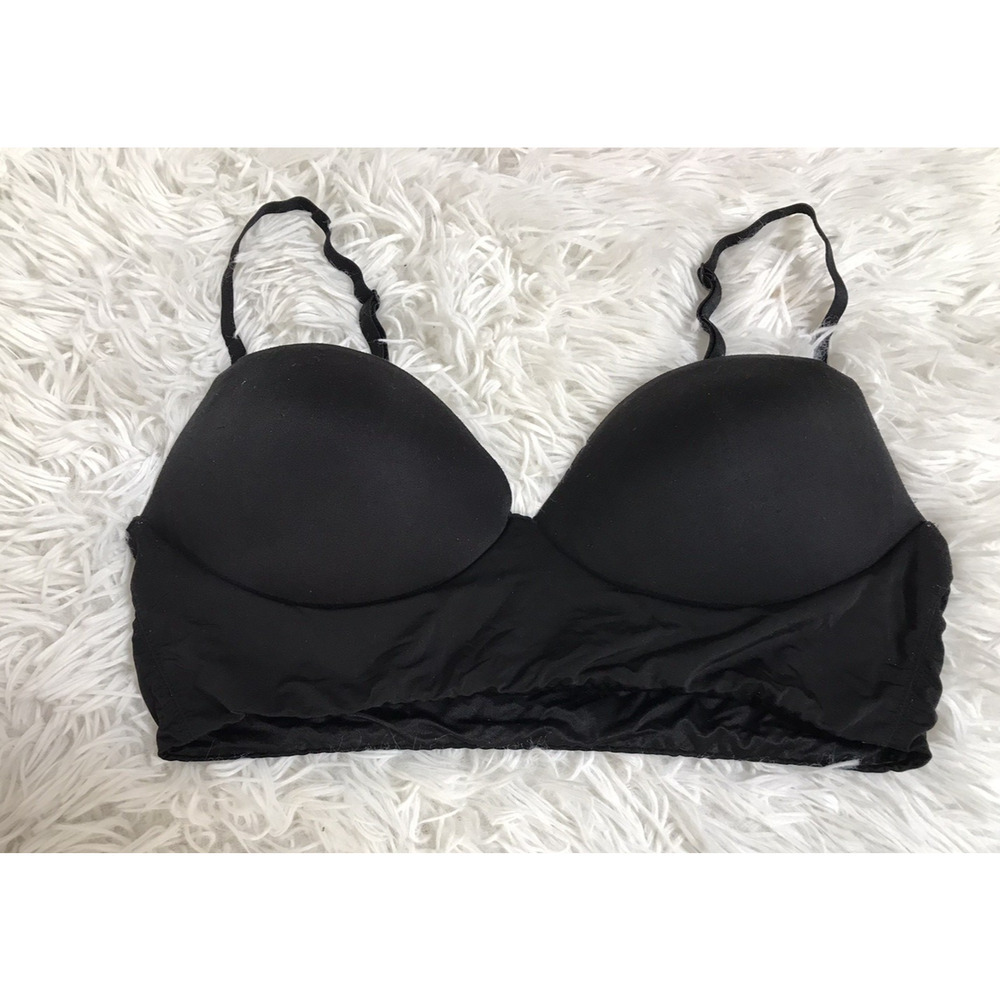 Victoria's Secret Pure Black Solid M /C80/D75 T-Shirt Lightly Lined Demi Bra VS